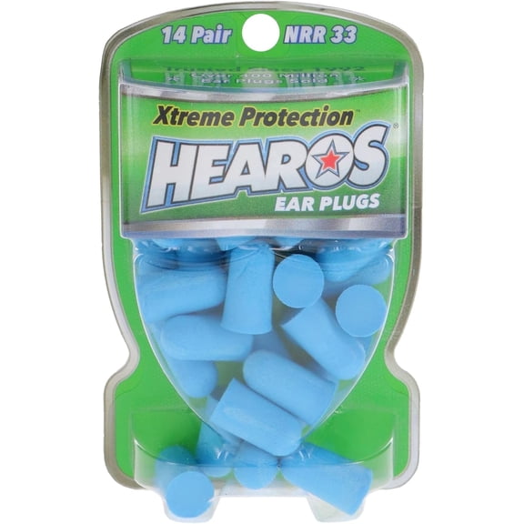 HEAROS Extreme Protection Ear Plugs, NRR 33 Foam Ear Plugs for Noise Reduction, Blue, 14 pairs