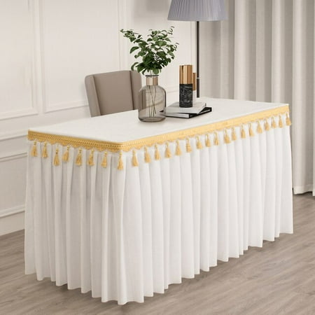 

dosili Gold Velvet Tablecloth Conference Exhibition Hanging Fringe Table Cover Temple for Table Tassel Table Skirt Custom Rectangular