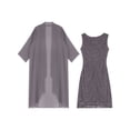 thumbnail image 6 of Yartina Womens Floral Midi Bodycon Dress with Long Cardigan 2 Piece Set Mother of the Bride Outfits Grey M, 6 of 7