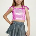 thumbnail image 2 of Diufon Girls Sparkly Tops Trendy Bow Tie Strap Glitter Party Crop Tops Performance Dance Vests for Teen, 2 of 5
