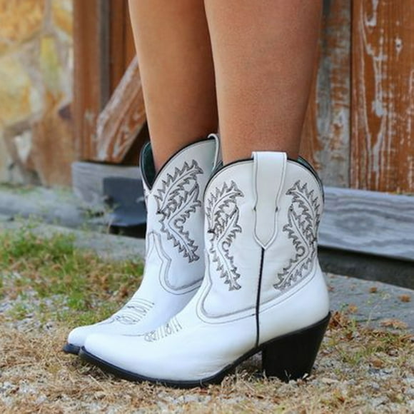 YOUSNH Boots Platform Womens Boots Cowboy for Women Shoes Fashion for Women Boots Women's Boots Shoes Woman 2024 Trend White 8.5