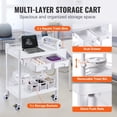 thumbnail image 4 of VEVOR 2 Tiers Lab Carts Mobile Medical Cart 2 Trays 2 Drawers 3 Trash Cans White, Trolley Storage Cart with PP Material, Lab Rolling Cart with 4 Silent Wheels for Lab, Clinic, Hospital, Salon, Office, 4 of 10