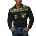 thumbnail image 2 of SERTG Men's Camouflage Print Lapel Shirt Fall Winter Long Sleeve Workwear Shirt Button Pockets Casual Shirt(Black,4XL), 2 of 7