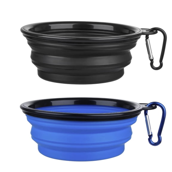 Dog Bowl Pet Collapsible Bowls, 2 Pack, Large, Dog Water Bowls for Cats Dogs, Portable Pet Feeding Watering Dish for Walking Parking Traveling with 2 Carabiners Collapsible Dog Bowls, Travel, Hiking