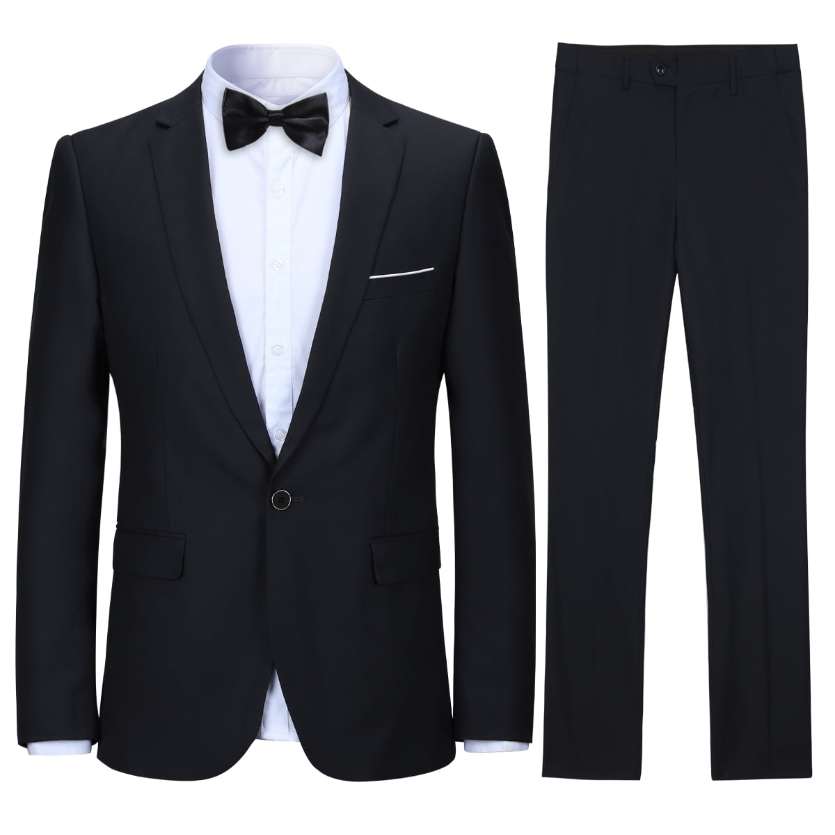 Allthemen Men's 2-Piece Checked Suit Set - Slim Fit 1-Button Blazer & Pants, Plaid Design
