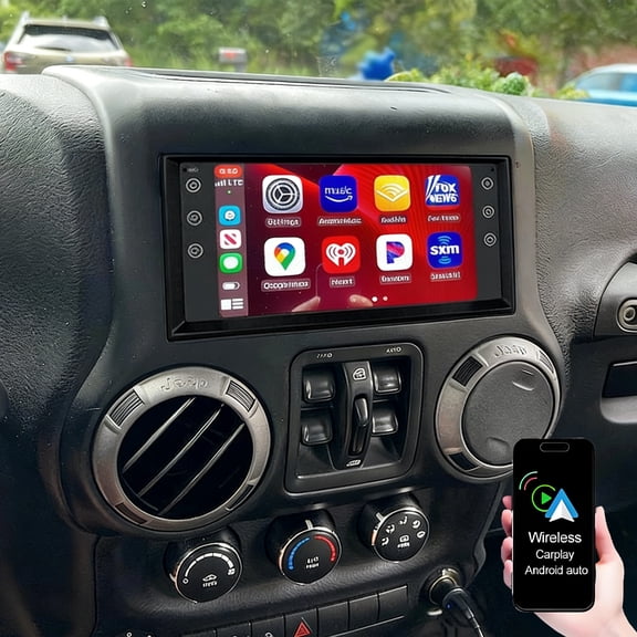 Eforcase Android 13 Car Radio Stereo for Jeep Wrangler 2007-2017, 7 inch Touch Screen with Wireless CarPlay Android Auto Mirror Link WiFi Bluetooth with FM GPS Navigation Backup Camera