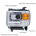 thumbnail image 4 of For 2014-2015 GMC Sierra 1500 and 2015-2019 GMC Sierra 2500 HD/3500 HD Chrome Clear Projector Headlights Pair, 4 of 6