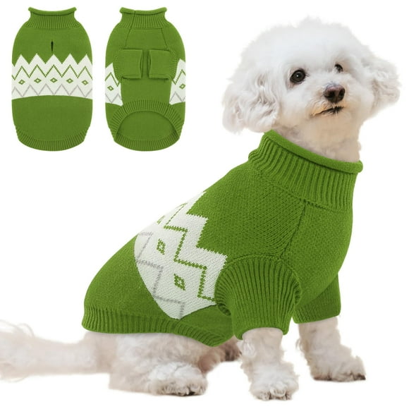 Queenmore Suéter Cálido Para Perros, Ropa De Punto Suave Para Mascotas, Jersey De Punto, Ropa De Invierno Para Mascotas Para Perros Pequeños, Medianos Y Gatos, Verde