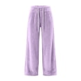 thumbnail image 3 of Lmueinov Womens Sweatpants Drawstring Elastic High Waist Double Sided Fleece Pants Wide Leg Sweatpants with Pockets for Jogger Coffee, 3 of 8