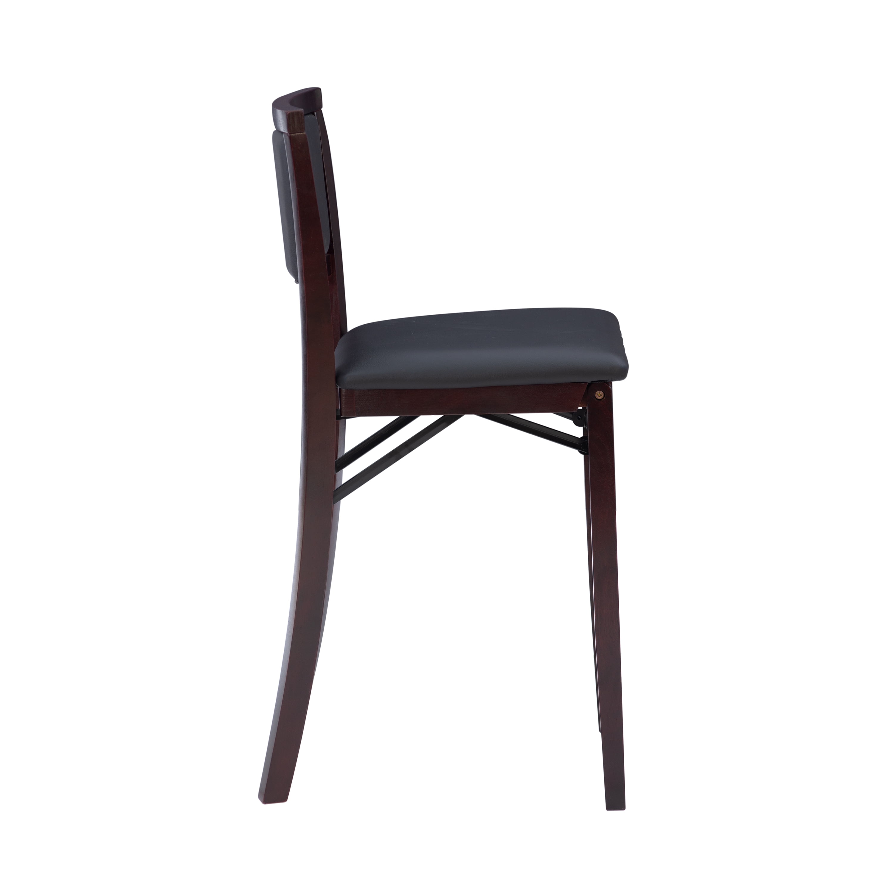 Linon Kristle 25" Folding Mid Back Counter Stool, Merlot/Dark Brown Faux Leather