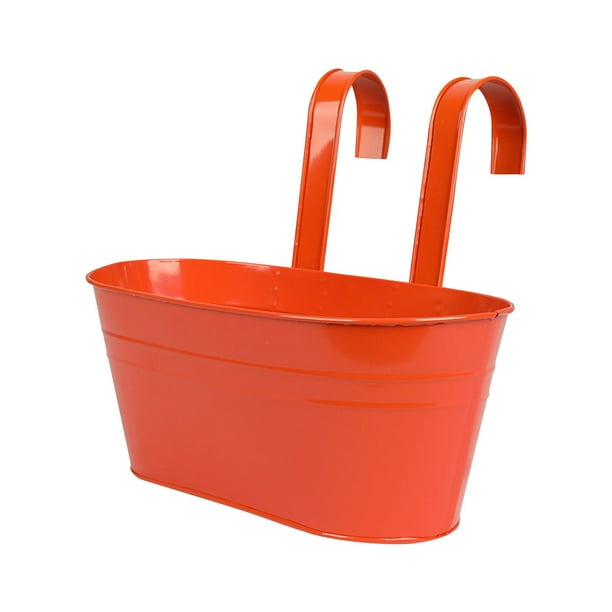 Outdoor Plants Planter Black Metal Iron Hanging Flower Pots Decks Railings Fence Buckets Modern Boho Style Wall Mount Window Box Plant Holder Hooks Porch