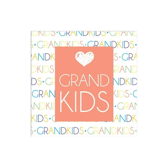 Grandkids Orange Heart 12 x 12 Wood Wall Sign Plaque