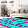 thumbnail image 2 of ODIKA 5'x7' Machine Washable Non-Slip Area Rug, Pixel Maze Interlocking Pathways Anime Inspired Digital High Traffic Rug, Pink, 699932, 2 of 7