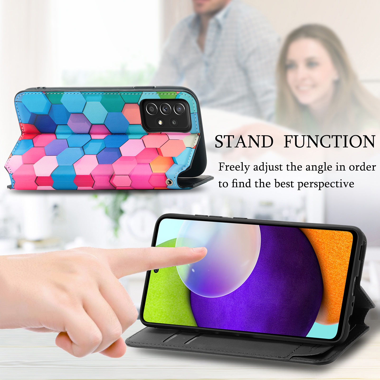 Case for Samsung Galaxy S21 Case, Galaxy S21 Case Wallet Case PU Leather and Hard PC RFID Blocking Slim Durable Protective Phone Case Cover For Samsung Galaxy S21,Rainbow Cube - image 5 of 9