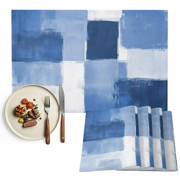 Placemats Set of 4, Blue Paint Placemats Set of 4, Gradient Graffiti Modern Abstract Tablemats Washable Placemat Table Decoration for Kitchen Table Dinner Party Home Decor Indoor Outdoor 13x19 Inch
