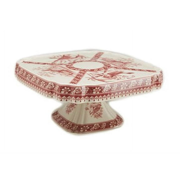 Zeckos 8 1/4 inch Diameter Red And White Cake Plate