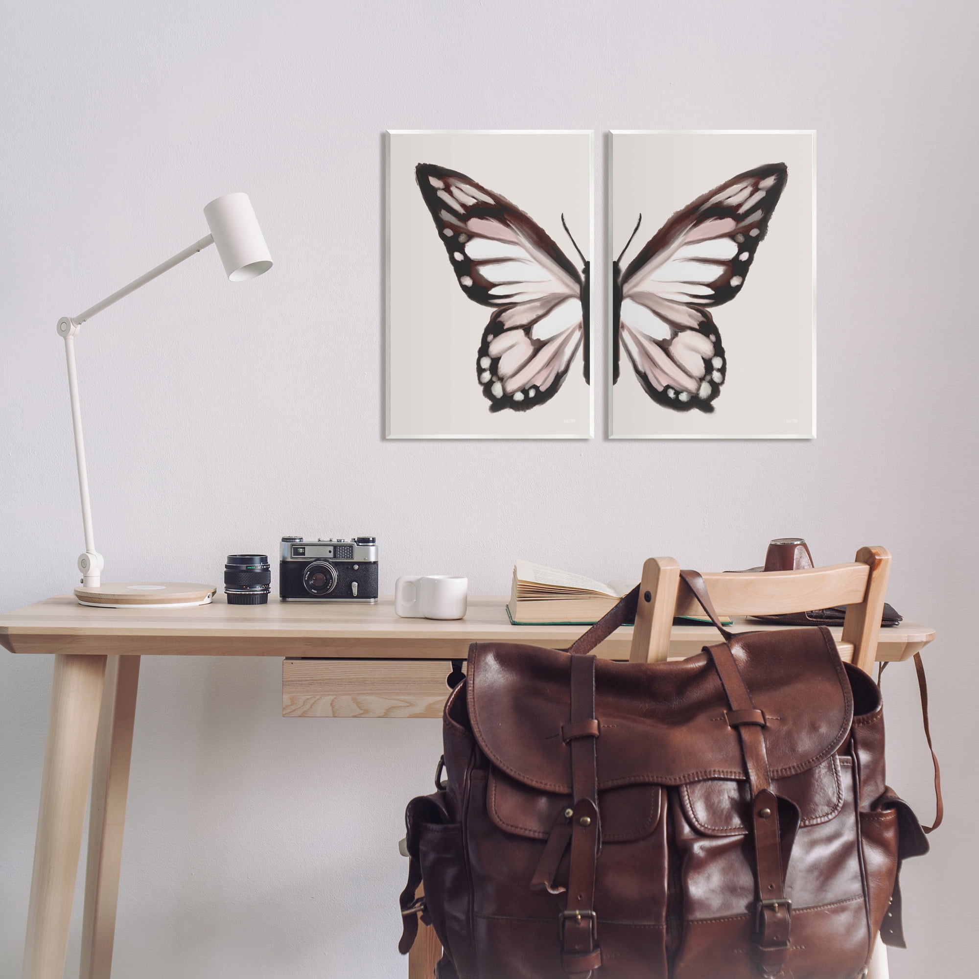 Stupell Muted Symmetrical Butterfly Wings Animals & Insects Painting Wall Plaque Unframed Art Print Wall Art, Set of 2