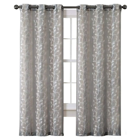 Clearance Thalia Grommet Top Embroidered Curtain Panels 76 Wx84 L
