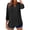 Black, variant on Womens 3/4 Sleeve Tops Cotton Linen Button Down Shirts V Neck Pleated Casual Loose Roll up Sleeve Shirts White