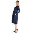 thumbnail image 6 of Maternity Boat Neck Fit N Flare Pocket Midi Dress, 6 of 11