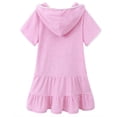 thumbnail image 4 of XXWXYD Girls Hooded Terr𝗒 Cover Up Swimsuit Zipper Swim Dress Short Sleeve Ruffl𝖾 Beach Pool Summer Quick Dry Bathing Suit Swimwear, 4 of 5