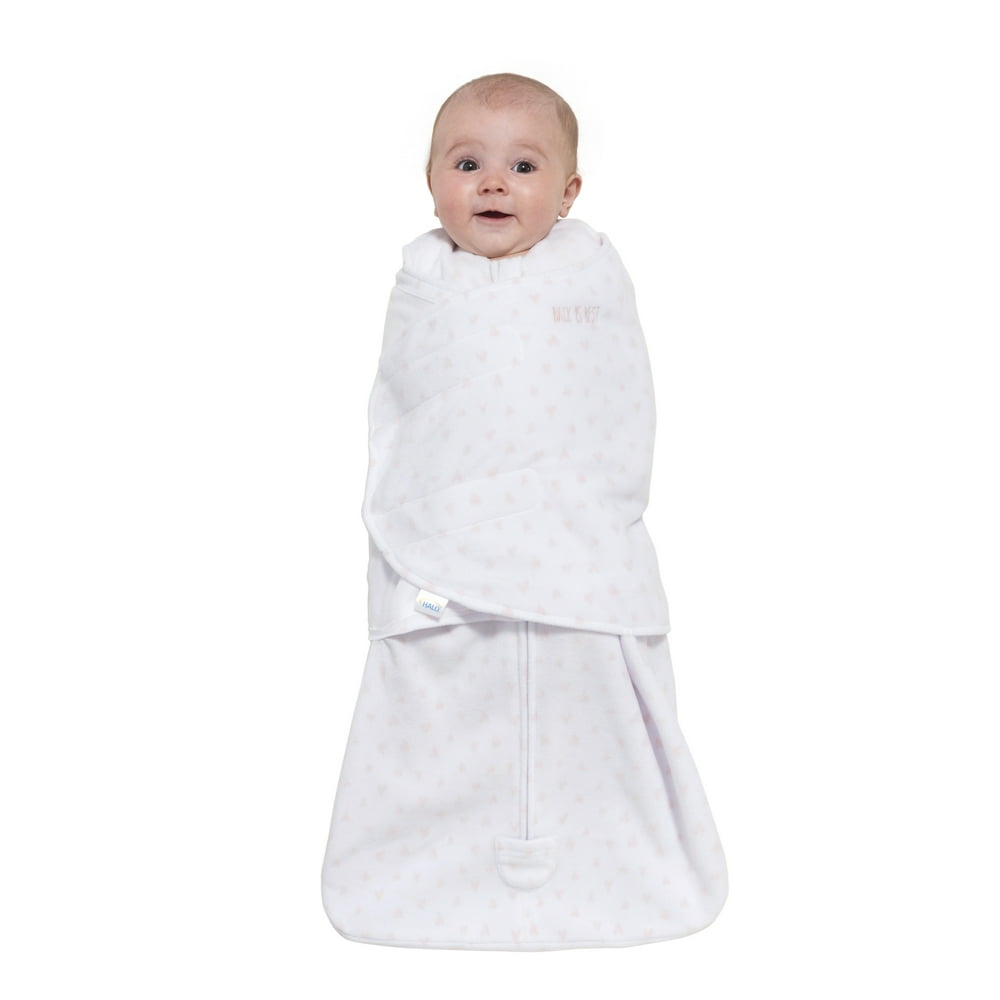 HALO SleepSack Swaddle, Microfleece, Pink Mini Hearts, Newborn