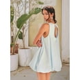 thumbnail image 5 of Mini Dress for Women Summer Sleeveless Keyhole Tie Back Tank Short Dress Crew Neck Sundress with Pockets Light Blue M, 5 of 7