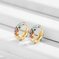thumbnail image 5 of Vintage Enamel Flowers Cute Huggies Hoop Earrings for Women Classic Colorful Engraved Round Circle Ear Buckle Retro Brincos, 5 of 7