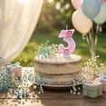 thumbnail image 5 of Birthday Number Candle, Glitter Floral Cartoon, 1 Piece, Suitable for Kids 3rd Birthday Party Cake Decoration, 5 of 5