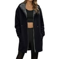 thumbnail image 2 of Jacket Women Women's Autumn Winter Solid Color Mid Length Lined Zipper Jackets Womens Winter Coats Black L, 2 of 5