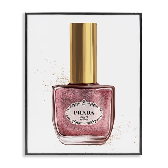 Stupell Industries Contemporary Makeup Pink Nail Polish Gold Fashion Design Black Framed Giclee Art, 11 x 14, by Ziwei Li