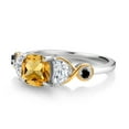 thumbnail image 3 of Gem Stone King 925 Silver and 10K Yellow Gold 3-Stone Ring Cushion Citrine Half Moon Moissanite and Black Diamond (1.60 Carat Cttw) (Size 7), 3 of 4