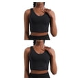 thumbnail image 4 of Minnieouse Camisola de yoga para mujer Vestido de fitness femenino Estilo simple Chalecos para niñas Sujetador sin mangas Chaleco Top Camisas Negro METRO 2piezas, 4 of 6