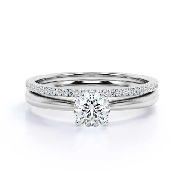 JeenMata - Elegant 2 Carat Real Moissanite Wedding Ring Set in 18k Gold ...
