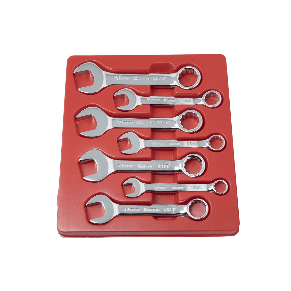 K-Tool 41700 7-pc Metric Short Polished Chrome Combination Wrench Set
