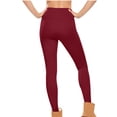 thumbnail image 4 of Womens Thermal Warm Leggings Stretchy Casual Slim Fitting Tights Pants with Pockets Workout Yoga Pants Wine XXL, 4 of 8