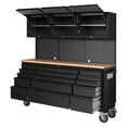 thumbnail image 2 of Garvee 72" Workbench Tool Chest, Large Rolling Work Bench with 15 Drawers and 3 Top Cabinets for Garage, Warehouse, Repair Shop, Black, 2 of 8