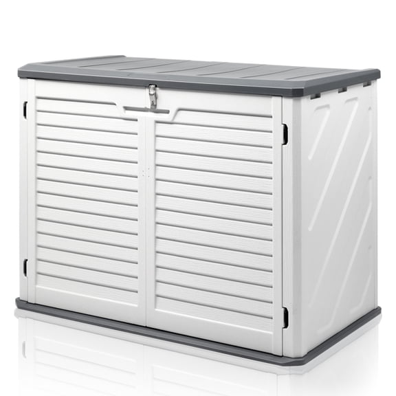 BAYUELSWU 34 cu. ft.Outdoor Storage Shed, All-Weather Resin Horizontal Outdoor Storage Shed, Lockable Outdoor Storage Box Waterproof for Garden, Patios, Backyards