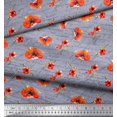 thumbnail image 3 of Soimoi Grey Viscose Chiffon Fabric Text & Poppy Floral Decor Fabric Printed Yard 42 Inch Wide, 3 of 3