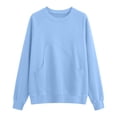 thumbnail image 5 of CBASIHI Womens Crew Neck Sweatshirts with Pockets- Casual Long Sleeve Oversized Fall Pullover Top Light Blue Size L, 5 of 6