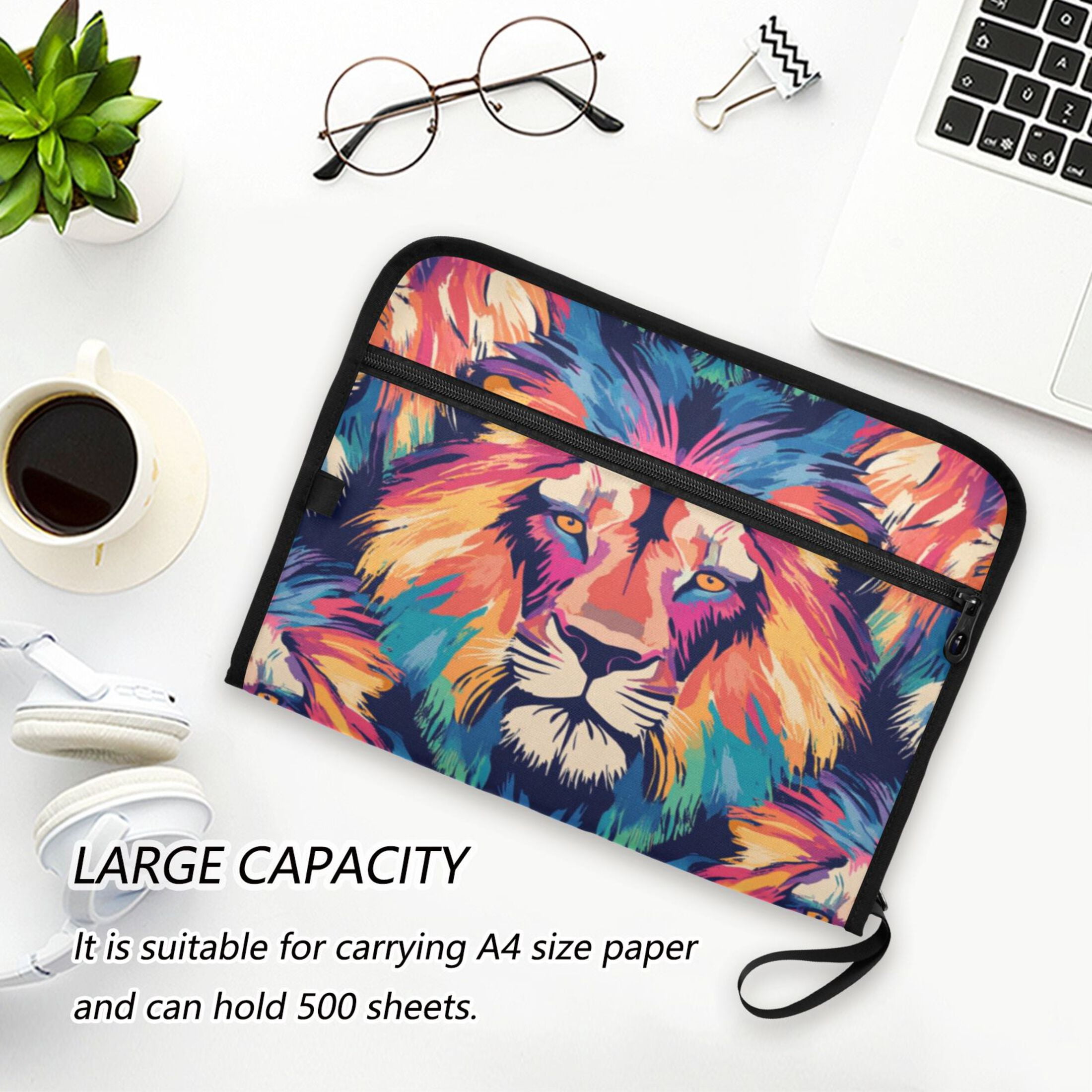 Organ Folder 14.2 x 0.8 x 10.6 Inches 13 Separate Pockets A4 Size Documents Folder A Sort Storage File Manager For The Home Office Color Lion Seamless