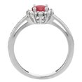 thumbnail image 3 of 14K White Gold Enhanced Ruby Flower Halo Ring Oval 6x4mm Diamond Accents, size 5.5, 3 of 4