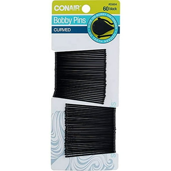 Conair Bobby Pins Curved Black, 60 Ct, 3 Pack