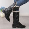 thumbnail image 6 of Women's Quilted Mid Calf Winter Boots, Faux Leather Fleece Lined Warm Pull On Snow Boots, Block Heel Cold Weather Boots, 6 of 7