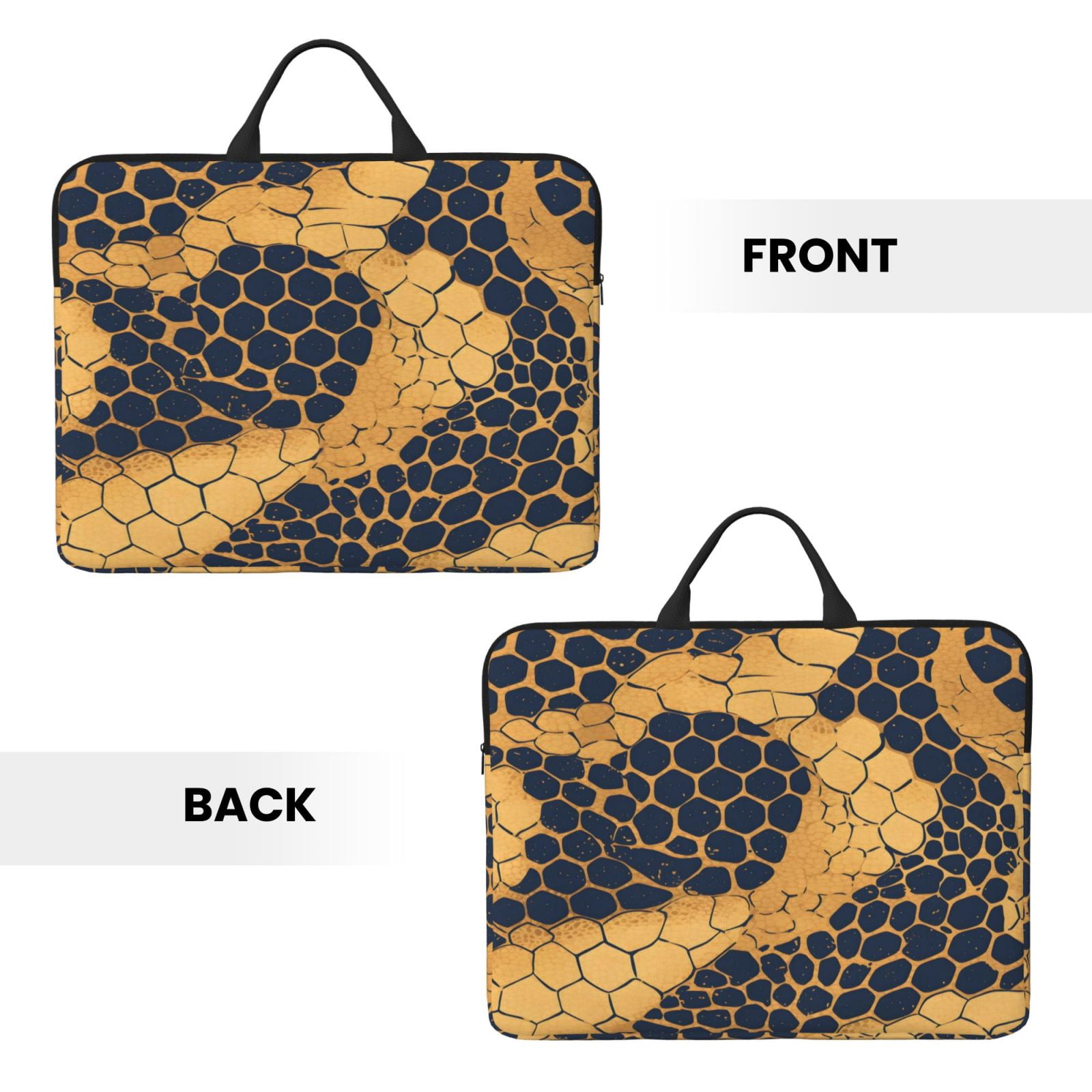 Laptop Sleeve Bag For Women Men 14inch Waterproof Durable Protective Computer Carrying Cover Handle Laptop Case Bag Snake Skin Print Style Doderblue_3