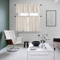 thumbnail image 4 of Purple Flowers Kitchen Curtains Sets for Windows 24 Inch Length, Beige Farmhouse Botanical Burlap Rod Pocket Window Treatments Tier Curtains and Valances Set for Bedroom/Bathroom, 4 of 8