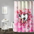 thumbnail image 2 of Butterfly Shower Curtain for Bathroom, Pink Cherry Blossom Flower Bath Curtain,Modern Printed Decorative Curtain Polyester Waterproof 72" W*72" H (12 Plastic Hooks), 2 of 6