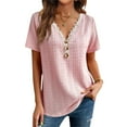 thumbnail image 2 of Camisa De Manga Corta Para Mujer, Top Con Botones Y Cuello En V Para Mujer Combinación Perfecta Elegante Casual Suave Transpirable Optimiza La Línea Del Brazo Poliéster Para Uso, 2 of 6
