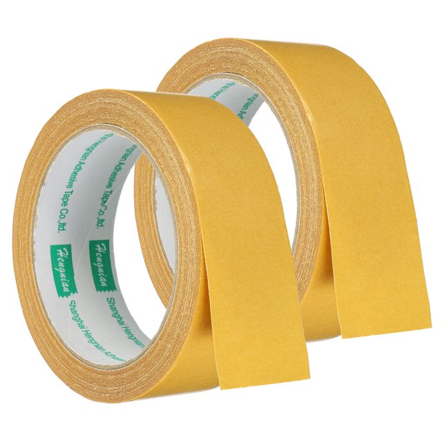 Doble Cara Adhesiva Cinta, 36mm 10m/32,8 Pies Adhesiva Tela Malla Tejido para Alfombras Tapetes, Amarillo 2 Rollo Unique Bargains Cinta de tela