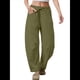 thumbnail image 2 of Pantalones Deportivos para Mujer con Cintura Elástica, Pierna y Cordón Ajustable, Estilo Palazzo Informal con Bolsillos. Verde XL, 2 of 6